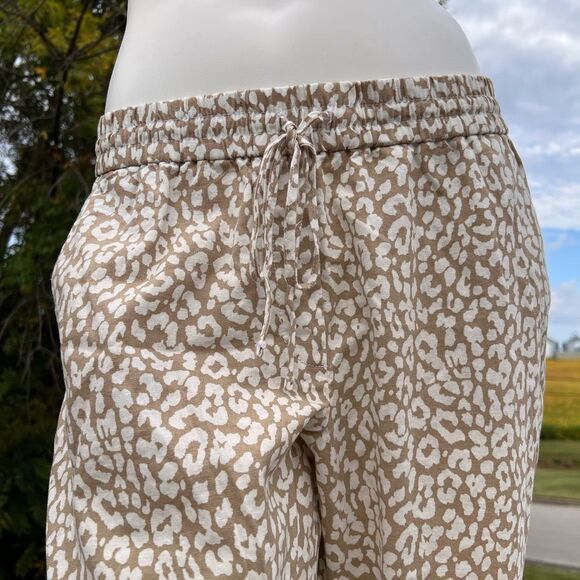 J. Crew Factory Leopard Print Drawstring Elastic Waist Crop Pants New Size 12 - Picture 7 of 8